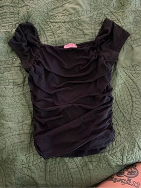 Ragdoll Black Ruched Scoop Neck Camisole